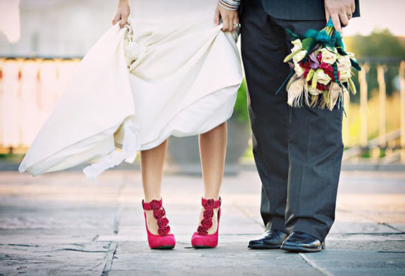 colorful-shoes-peeking-through-wedding-dresses!